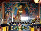 Pokhara Karma Dubgyu Chokhorling Monastery 08 Gilded Shakyamuni Buddha Statue In The Main Prayer Hall